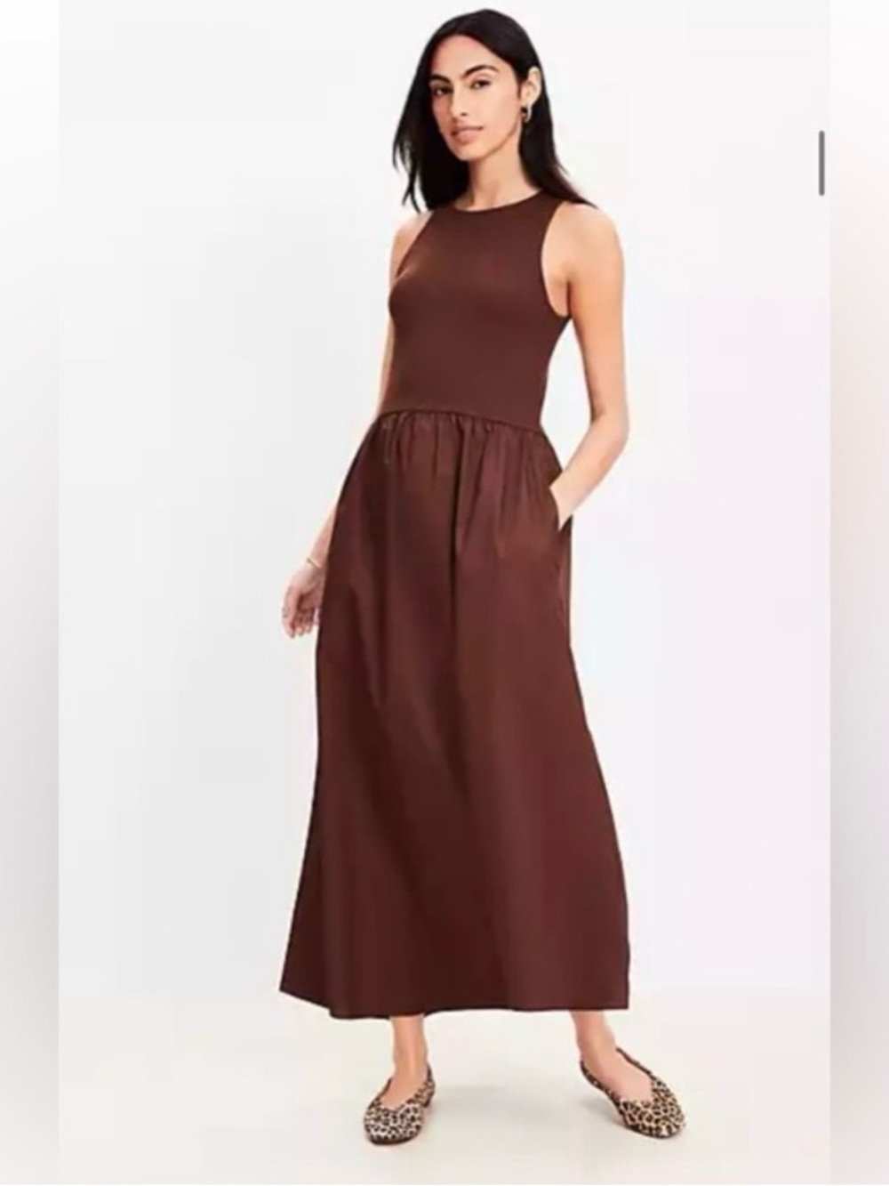 LOFT Sleeveless Chocolate Brown Maxi Dress